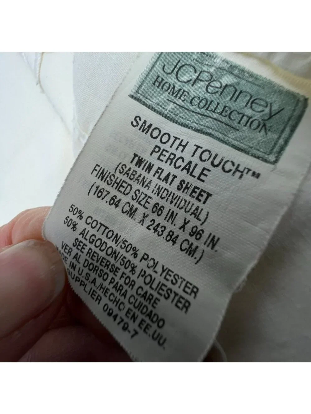 Vintage JC Penney Home Collection Cream Embroidered Floral Twin Flat Sheet